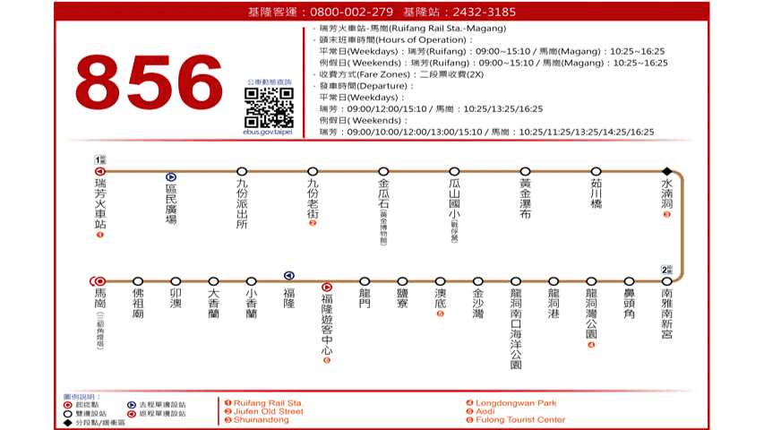 北海岸景點|3分鐘搞懂水湳洞黃金瀑布由來、交通、附近景點 - 第10張圖 856公車路線